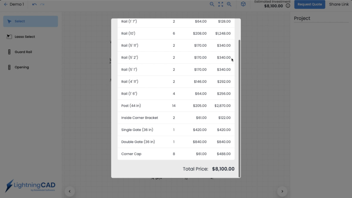screenshot of Railing Designer